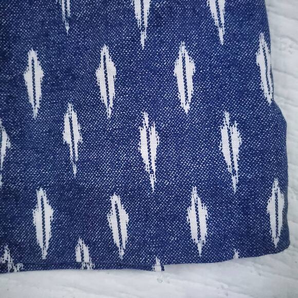 J.Crew Aztec Western Linen Blue Skirt Feather Design Pocket Paper Bag Waist 4 - Picture 4 of 8